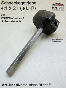 Schneckengetriebe 414F..., 4:1, Achse 12mm-6-kant, Rollladen
