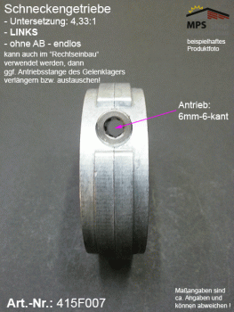 415F007, Schneckengetriebe, Untersetzung 4,33:1-L