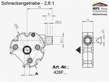 426F1.., Markisen, Volants, Schneckengetriebe 2,6:1 - z.B. für Volants