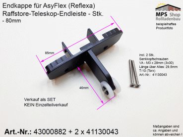 43000882, + 2 Schrauben 41130043 - Endkappe Reflexa AsyFlex 80NF, als Set