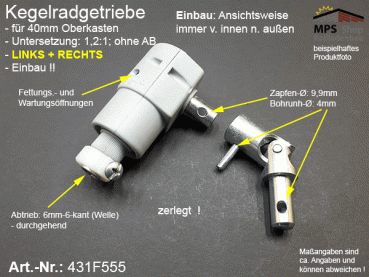 431F555, Jalousie-Getriebe, Raffstore-Getriebe 1,2:1, 40er Oberkasten