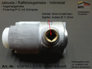 433F043 - 3:1-RECHTS - Welle 14NW - Antrieb 6/4kant