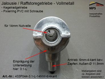 433F044 - 3:1-LINKS - Welle 14NW - Antrieb 6/4kant