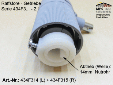 Jalousie-Getriebe, Raffstore-Getriebe, Serie 434F3.. 2:1, mit Antriebs-Zapfen