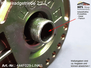 444F029-L (links) Kegelradgetriebe 2:1 WERU-Kopf SW40 (38mm) kl.Fuß Flansch