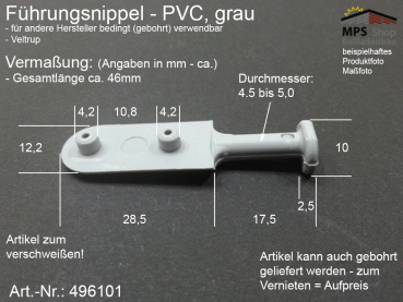 496101 Führungsnippel PVC grau - Veltrup