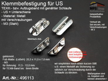 496113-Set, US-TEX-Band-Befestigung, Klemm-Befestigung, Metall