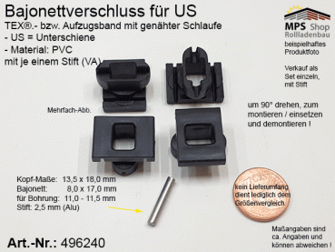496240-Set, US-TEX-Band-Befestigung, PVC schwarz, VA-Stift