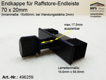 Endkappe 70mm, PVC grau, schwarz