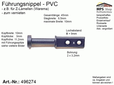 496274 Führungsnippel PVC schwarz - Z-Lamelle