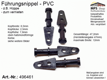 496461, Führungsnippel PVC schwarz, Hüppe, lang, gebohrt, zum vernieten