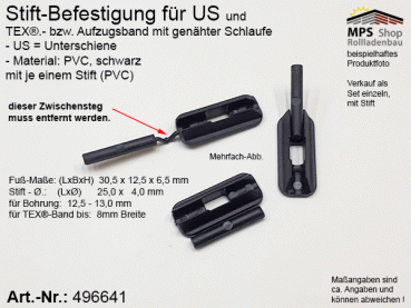 496641-Set, US-TEX-Band-Befestigung, Stift-Befestigung, PVC schwarz