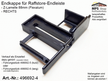 496692-4, Endkappe Z-Lamelle 88mm Flexalum, PVC-schwarz, Stk.-Teilprodukt - RECHTS
