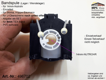 496702 - Bandspule Raffstore Stoma, Hüppe-Baumann, TEX-Band 8mm U-Schiene u.o. 58x56mm