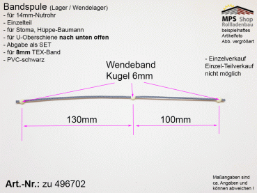 496702 - Bandspule Raffstore Stoma, Hüppe-Baumann, TEX-Band 8mm U-Schiene u.o. 58x56mm