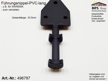 496787 Führungsnippel PVC 63,5mm schwarz, lang - Warema