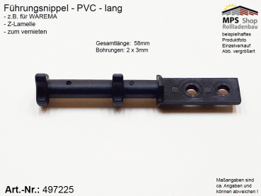 497225 Führungsnippel PVC 58mm schwarz, lang - Warema, Z-Lamelle