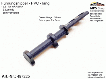 497225 Führungsnippel PVC 58mm schwarz, lang - Warema, Z-Lamelle