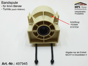 497945, Bandspule, TEX 6mm, Nutrohr 14mm (Turnils, Widmer) OHNE Kugellager