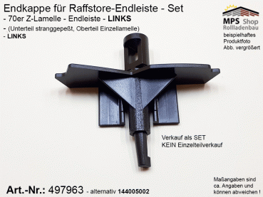 144005002, 497963-70-L-Z Endkappe 70mm, LINKS, PVC-schwarz