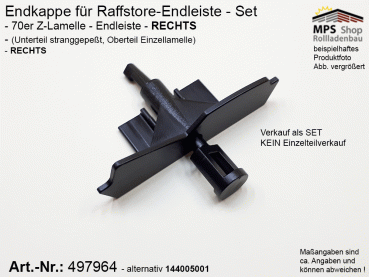 144005001, 497964-70-R-Z Endkappe 70mm, RECHTS, PVC-schwarz