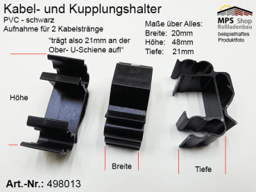 498013, Klemmhalter Hirschmann-Kupplung - PVC schwarz, für 2 Kabelstränge