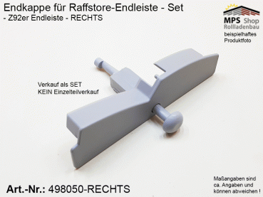 498050, Endkappe Z-Lamelle 92mm, PVC grau - RECHTS (z.B.: Schlotterer)