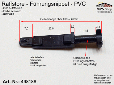 498188(R) Führungsnippel PVC, Länge 46mm - schwarz