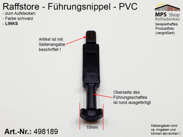 498189(L) Führungsnippel PVC, Länge 46mm - schwarz