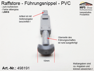 498191(L) Führungsnippel PVC, Länge 46mm - grau