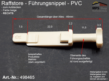 498465(R) Führungsnippel PVC, Länge 46mm - beige