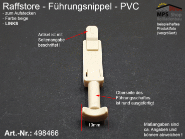 498466(L) Führungsnippel PVC, Länge 46mm - beige