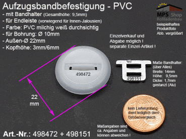 498472+498151 Aufzugsbandbefestigung (PVC-weiß) und Bandhalter (Alu) als Set
