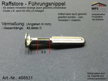 498831-124003001 Führungsnippel Metall, Länge 43,5mm (z.B. Hella) - kurz