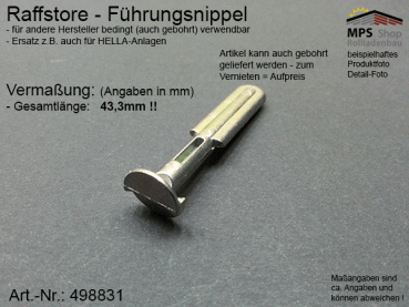 498831-124003001 Führungsnippel Metall, Länge 43,5mm (z.B. Hella) - kurz