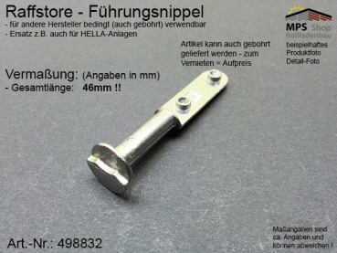 498832 Führungsnippel Metall, Länge 46mm (z.B. Hella) - lang