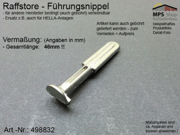 498832 Führungsnippel Metall, Länge 46mm (z.B. Hella) - lang