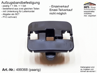 499368-Set, US-TEX-Band-Befestigung, PVC schwarz mit Umlenkung für Leiterkordel, WAREMA