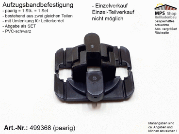 499368-Set, US-TEX-Band-Befestigung, PVC schwarz mit Umlenkung für Leiterkordel, WAREMA