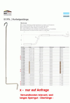 Markise Kurbelstange, Kurbelgestaenge mit Haken 2