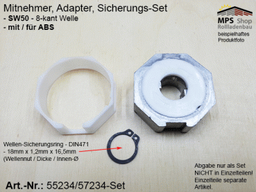 55234/57234-Set -ABS- SW50 Mitnehmer, Adapter, Sicherung