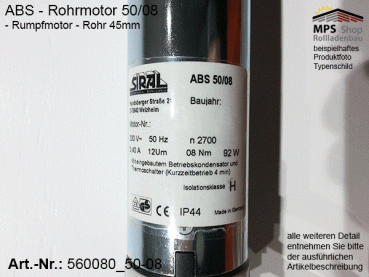 560080 -8Nm- ABS Rohrmotor (Rumpfmotor)