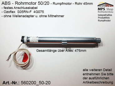 560200 -20Nm- ABS Rohrmotor (Rumpfmotor)