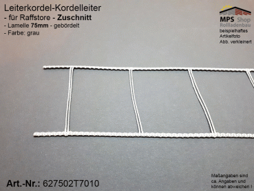 627502T7010 Leiterkordel für 75er Lamelle gebördelt, grau, ABSCHNITT-Meterware