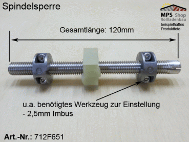 Spindelsperre "651" Achse: 5mm-4-kant, Oberschiene 25mm