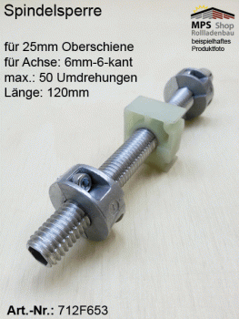 Spindelsperre "653" Achse: 6mm-6-kant, Oberschiene 25mm