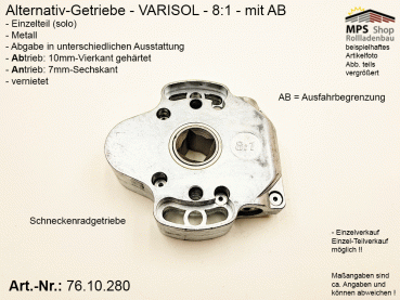 76.10.280, IMBAC Schneckengetriebe 8:1, mit AB - metall, GEIGER