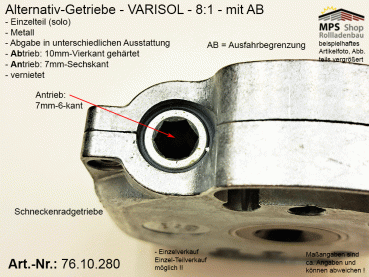76.10.280, IMBAC Schneckengetriebe 8:1, mit AB - metall, GEIGER