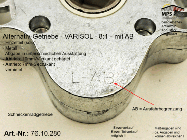 76.10.280, IMBAC Schneckengetriebe 8:1, mit AB - metall, GEIGER