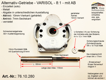 76.10.280, IMBAC Schneckengetriebe 8:1, mit AB - metall, GEIGER